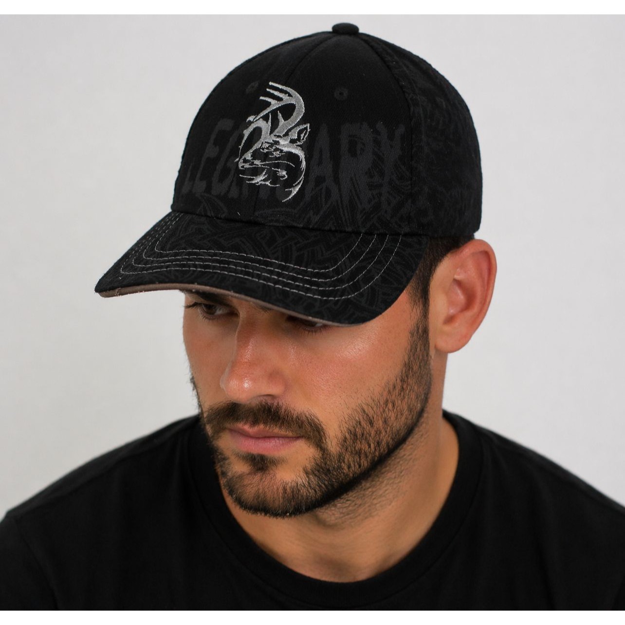 Whitetails Deer Logo Hat Black Baseball Cap Outdoor Hunting Mens M/L